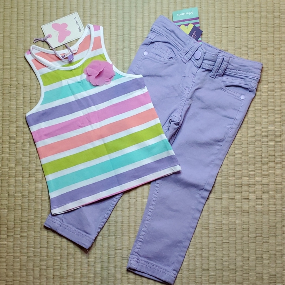 John Lewis Pastel Tank & Skinny Jeans Set, sz 2T